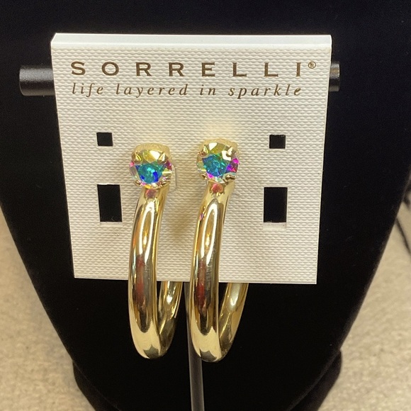 Sorrelli Gold Hoop AB Crystal Earrings - Picture 1 of 2
